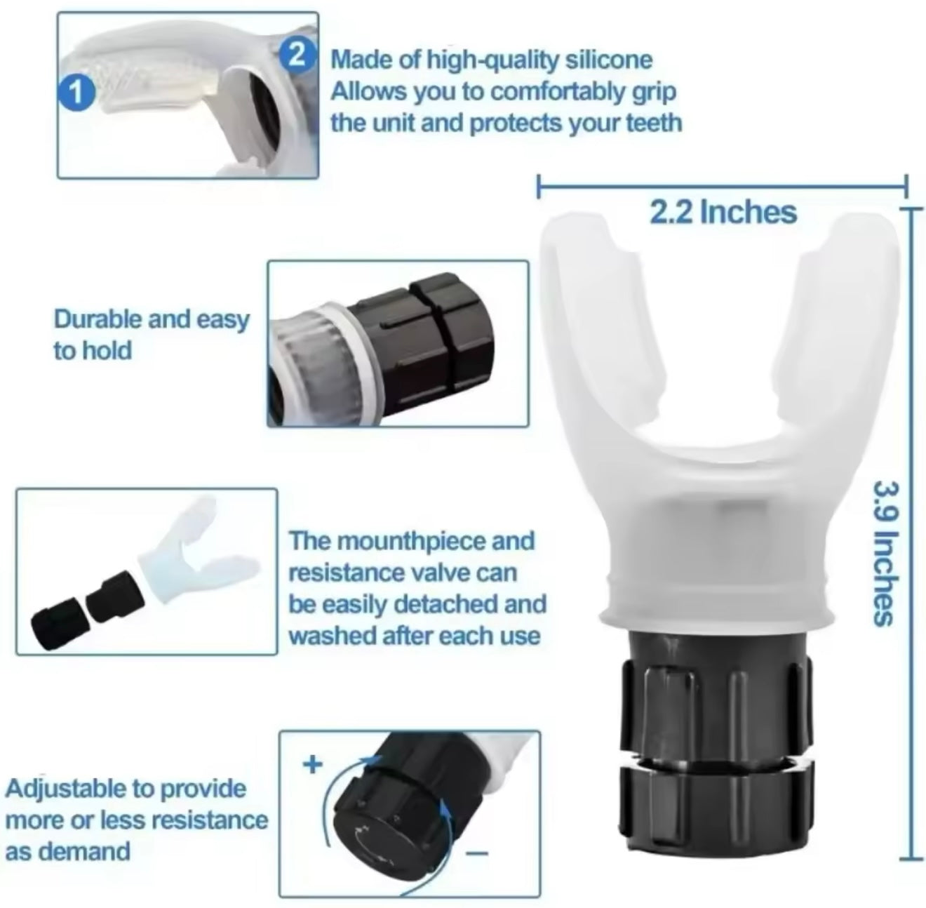 1 PC Breathing Exercise Device with Adjustable Resistance to Improve Lung Capacity and Abdominal Strength